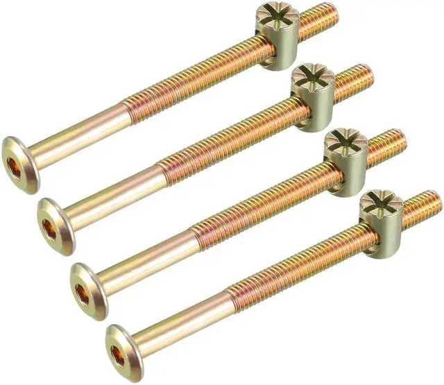 Main image of M6x80mm Furniture Bolt Nut Set Hex Socket Screw 58mm Thread Length with Barrel Nuts Phillips-Slotted 4 Sets