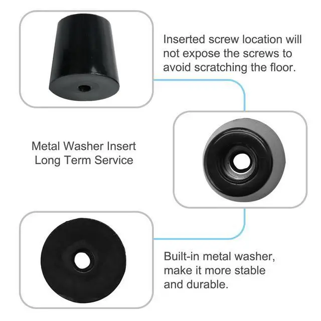 Alt view image 2 of 8 - 4pcs Rubber Feet Bumper Buffer Feet Furniture Table Desk Cabinet Leg Pads Anti-slip with Metal Washer, D49x40xH50mm