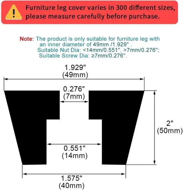 Alt view image 3 of 8 - 4pcs Rubber Feet Bumper Buffer Feet Furniture Table Desk Cabinet Leg Pads Anti-slip with Metal Washer, D49x40xH50mm
