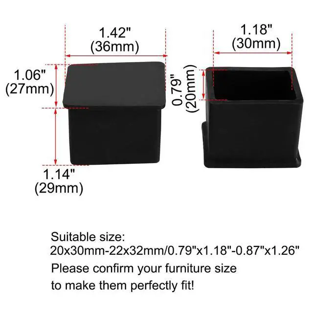 Alt view image 2 of 9 - Table Leg Cap End Tip Feet Cover Furniture Glide Floor Protector 10pcs 0.79" x 1.18" (20x30mm) Inner Size, Reduce Noise Prevent Scratch