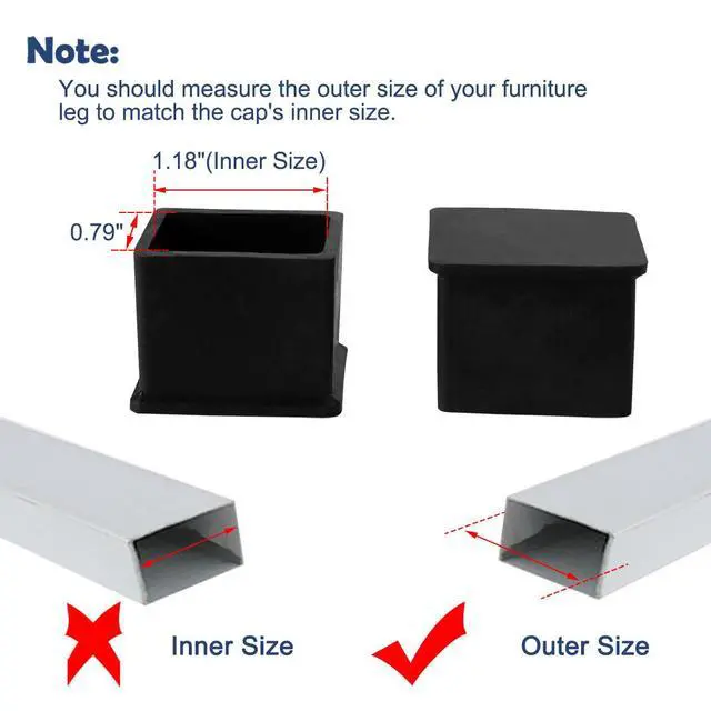 Alt view image 3 of 9 - Table Leg Cap End Tip Feet Cover Furniture Glide Floor Protector 10pcs 0.79" x 1.18" (20x30mm) Inner Size, Reduce Noise Prevent Scratch