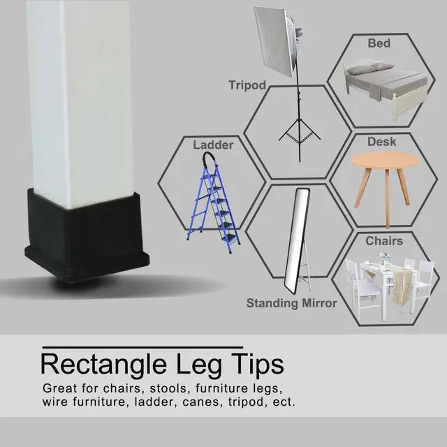 Alt view image 7 of 9 - Table Leg Cap End Tip Feet Cover Furniture Glide Floor Protector 10pcs 0.79" x 1.18" (20x30mm) Inner Size, Reduce Noise Prevent Scratch