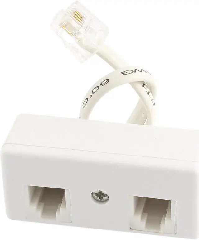 Main image of Unique Bargains White RJ11 6P4C Male to 2 Female Plug Telephone Adapter ADSL Splitter