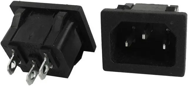 Main image of 2Pcs AC250V 10A IEC320 C14 Male Plug Black Power Adapter Socket Replacement