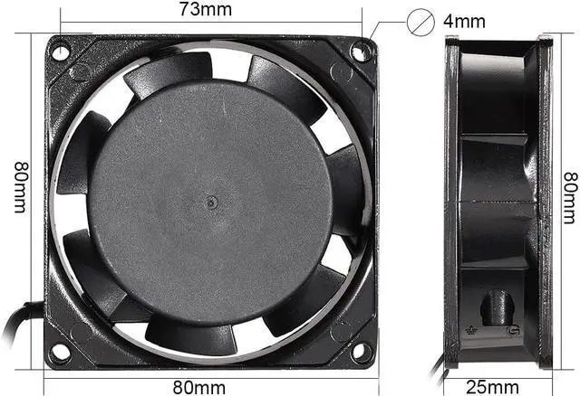 Alt view image 4 of 4 - Cooling Fan SF8025 DC 110V/120V 0.14A Long Life Sleeve Bearings