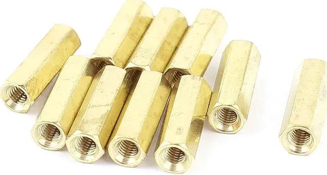 Alt view image 2 of 2 - M3 x 15mm Female/Female Thread Brass Hex Standoff PCB Pillar Spacer 10pcs