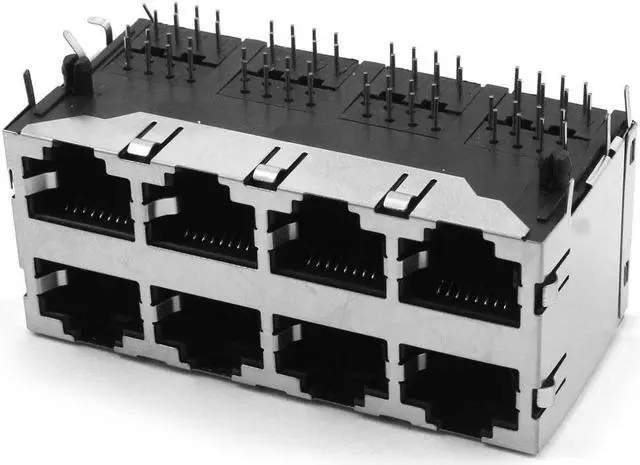 Main image of RJ45 8P8C Female 8 Port PCB Mounting Modular Jack Ethernet Network Connector