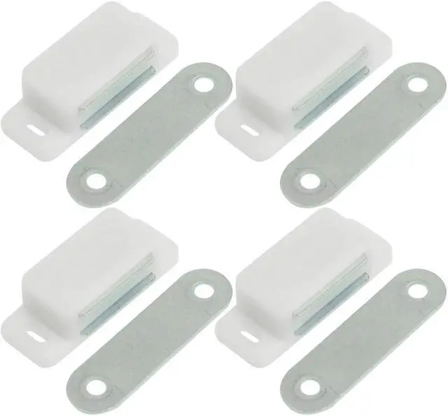 Main image of 4 Pcs Cabinet Cupboard Door Magnetic White Silver Tone Latch Catch