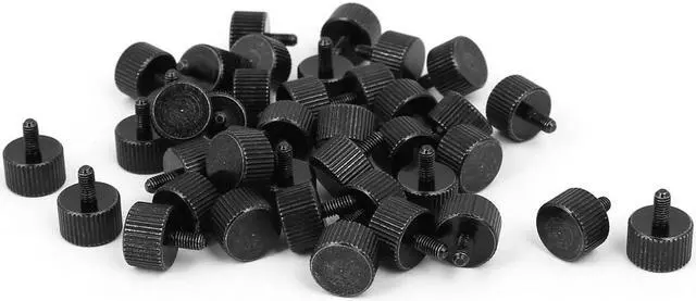 Main image of Computer PC Case Black Zinc Plated Flat Head Knurled Thumb Screw M3x6mm 40pcs