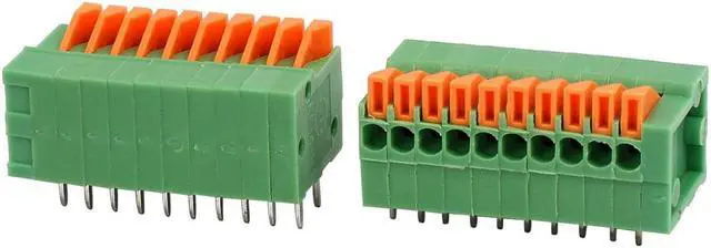 Alt view image 3 of 3 - 10pcs KF141R 150V 2A 2.54mm Pitch 10P Spring Terminal Block for PCB Mounting