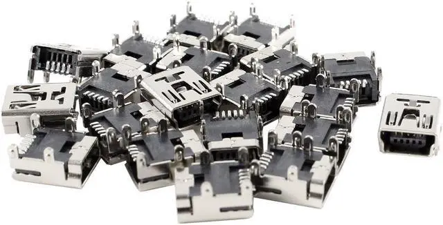 Main image of Unique Bargains 20pcs Female Mini USB B Connector 5P 180 Degree SMD SMT Jack Socket PCB Board