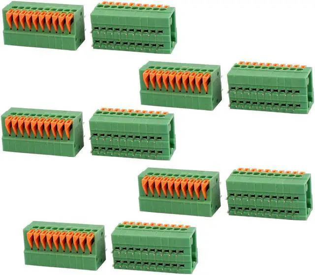 Main image of 10pcs KF141R 150V 2A 2.54mm Pitch 10P Spring Terminal Block for PCB Mounting