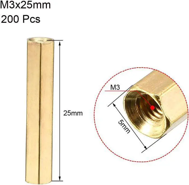 Alt view image 2 of 2 - M3 x 25mm Female/Female Thread Brass Hex Standoff PCB Pillar Spacer 10pcs