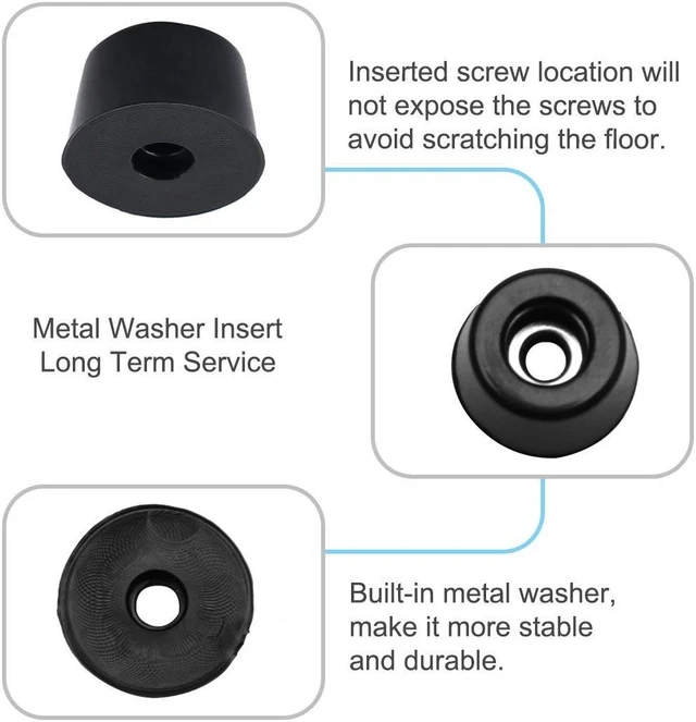 Alt view image 6 of 7 - 16pcs Rubber Feet Bumper Buffer Furniture Table Chair Leg Pad Protector with Metal Washer, D17x14xH10mm