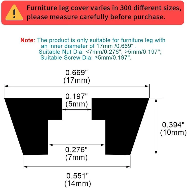 Alt view image 2 of 7 - 16pcs Rubber Feet Bumper Buffer Furniture Table Chair Leg Pad Protector with Metal Washer, D17x14xH10mm