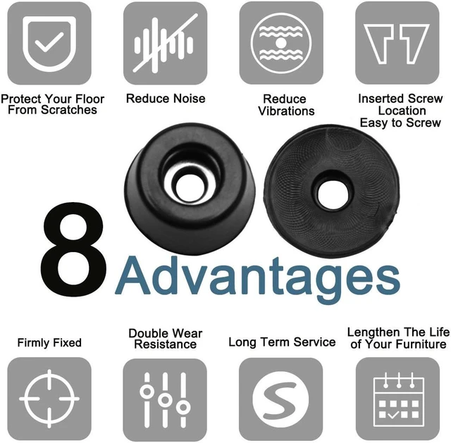 Alt view image 7 of 7 - 16pcs Rubber Feet Bumper Buffer Furniture Table Chair Leg Pad Protector with Metal Washer, D17x14xH10mm