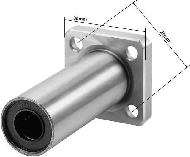 Alt view image 3 of 3 - LMK10UU Extra Long Square Flange Linear Ball Bearings,10mm Bore Dia,19mm OD,2pcs