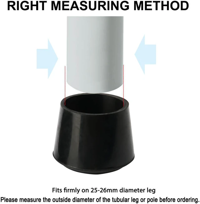 Alt view image 3 of 7 - 2pcs Chair Leg Tips Caps 25mm 1 Inch Anti Slip Rubber Furniture Table Feet Cover Floor Protector Reduce Noise Prevent Scratches