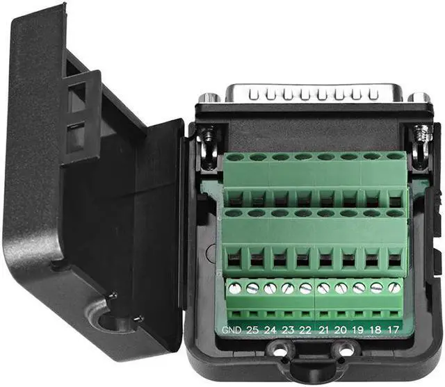Alt view image 3 of 3 - D-sub DB25 Breakout Board Connector with Case 25 Pin 2-row Male Port Solderless Terminal Block Adapter with Positioning Nuts