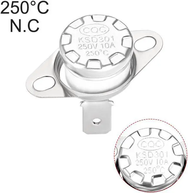 Alt view image 4 of 4 - KSD301 Thermostat, Temperature Control Switch 250°C 10A Normally Closed N.C 2pcs