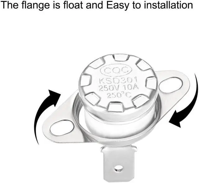 Alt view image 2 of 4 - KSD301 Thermostat, Temperature Control Switch 250°C 10A Normally Closed N.C 2pcs