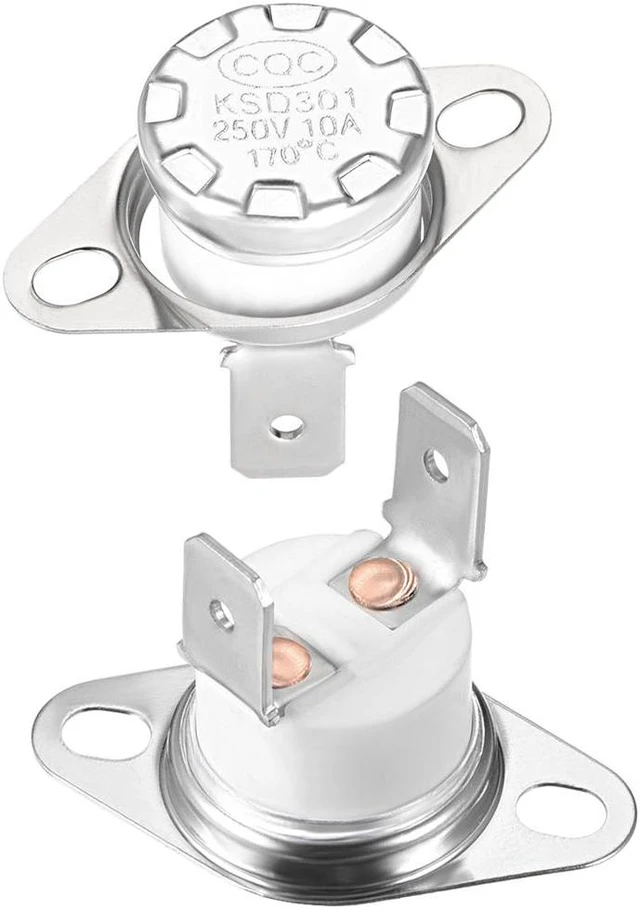 Main image of KSD301 Thermostat, Temperature Control Switch 170°C 10A Normally Closed N.C 2pcs