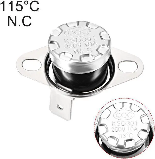 Alt view image 4 of 4 - KSD301 Thermostat, Temperature Control Switch 115°C 10A Normally Closed N.C 2pcs