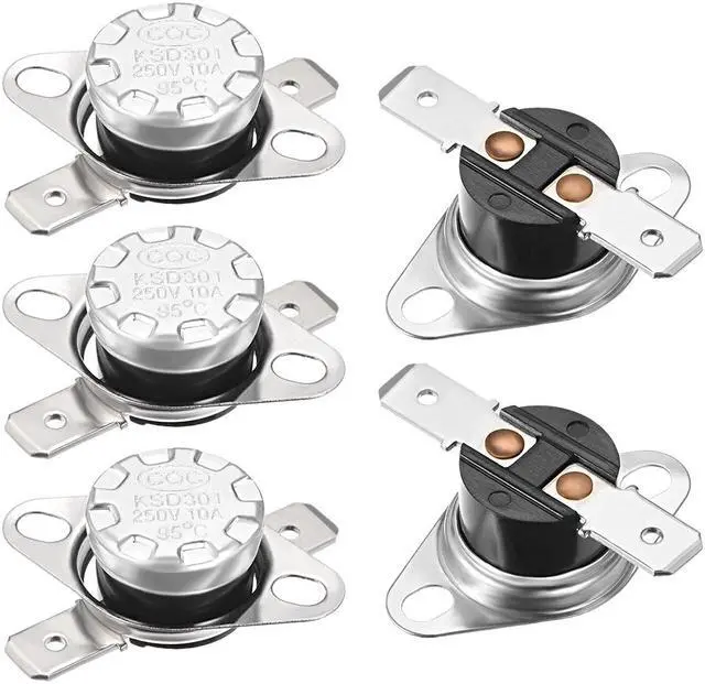 Main image of KSD301 Thermostat, Temperature Control Switch 95°C 10A Normally Closed N.C 6.3mm Pin 5pcs