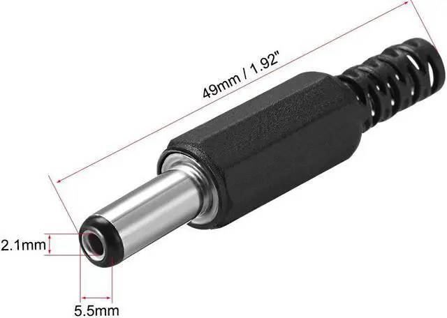 Alt view image 2 of 3 - DC Male Connector 5.5mm x 2.1mm x 14mm Power Cable Jack Adapter Coupler Black 10Pcs