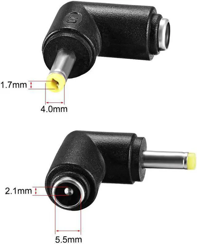 Alt view image 2 of 3 - DC Power Connector 90 Degree Right Angle 4.0mm x 1.7mm Male to 5.5mm x 2.1mm Female Coupler Adapter Converter 10Pcs