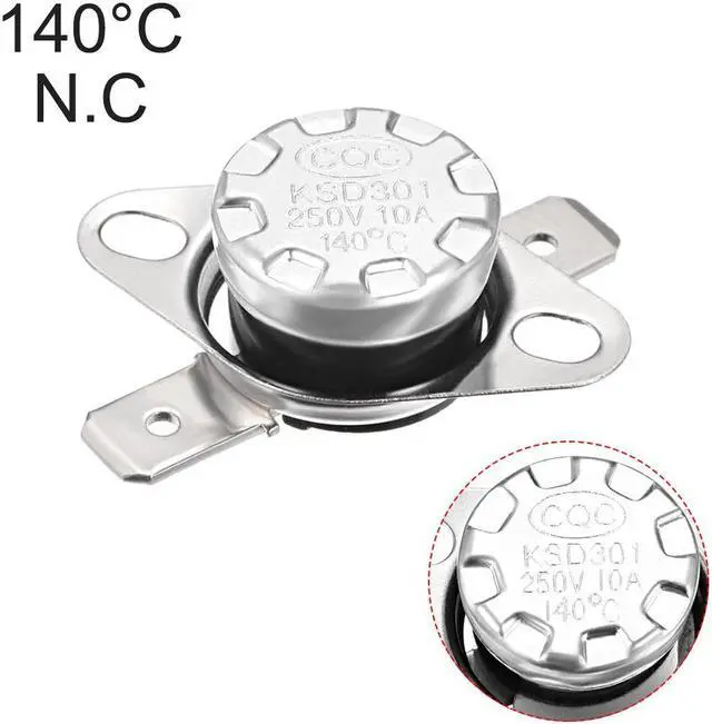 Alt view image 4 of 4 - KSD301 Thermostat, Temperature Controller 140°C 10A Normally Closed N.C 6.3mm Pin 2pcs