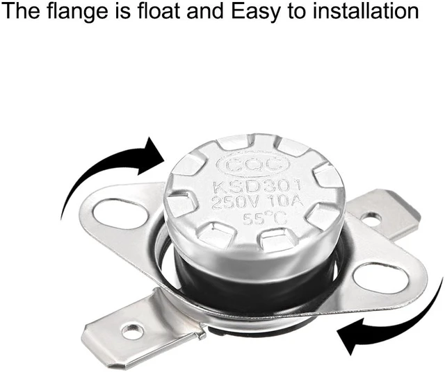 Alt view image 2 of 4 - KSD301 Thermostat, Temperature Control Switch 55°C 10A Normally Open N.O 6.3mm Pin 5pcs