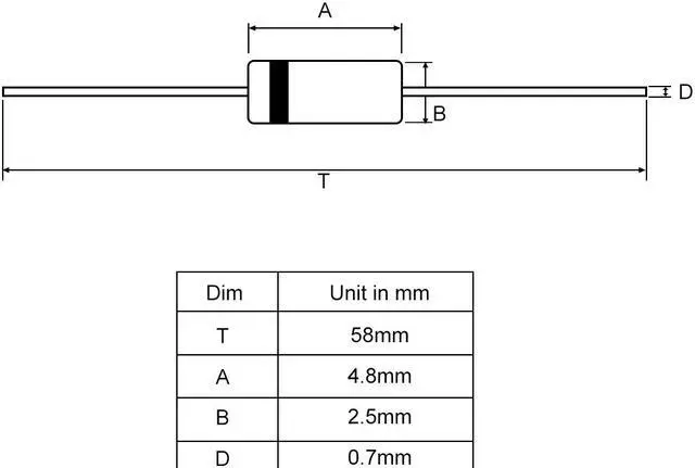 Alt view image 2 of 4 - Schottky Rectifier Diode 1A 100V Axial Electronic Silicon Diodes for 1N4002