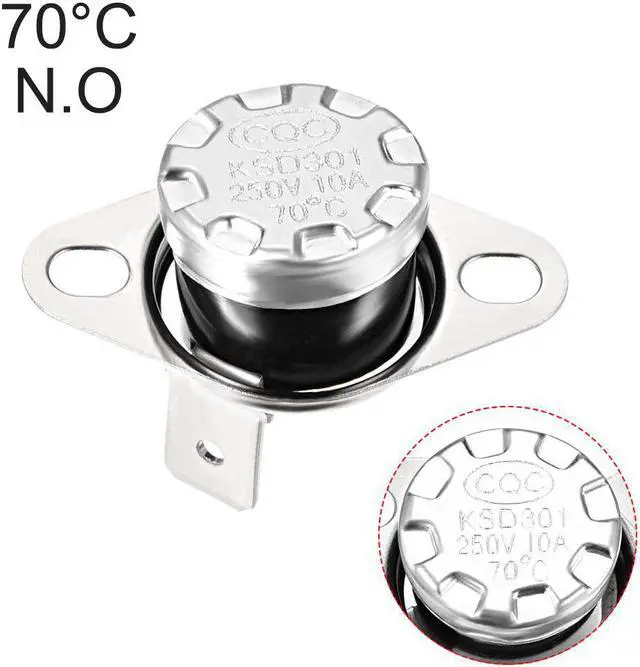 Alt view image 4 of 4 - KSD301 Thermostat, Temperature Control Switch 70°C 10A Normally Open N.O 5pcs