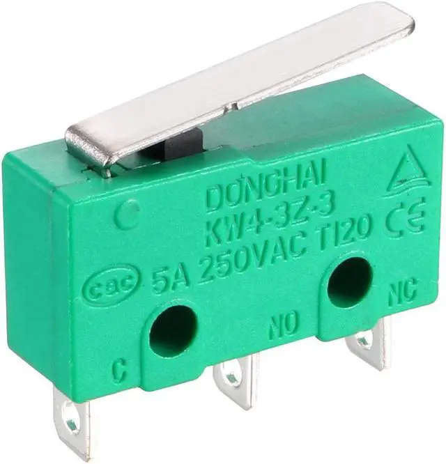 Alt view image 4 of 4 - 4PCS KW4-3Z-3 Micro Limit Switch SPDT NO NC 3 Terminals Momentary Short Straight Lever Type Green
