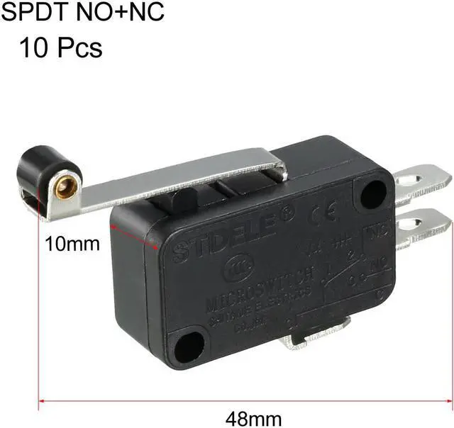 Alt view image 2 of 4 - 10pcs V-156-1C25 Black Hinge Roller Lever Micro Limit Switches