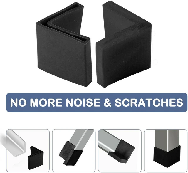 Alt view image 4 of 7 - 30mm x 30mm Angle Iron Foot Pads L Shaped Furniture Leg Caps End Covers Floor Protector Black 8 Pcs