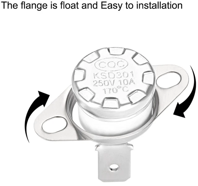 Alt view image 2 of 6 - KSD301 Thermostat, Temperature Control Switch 170°C 10A Normally Closed N.C 2pcs