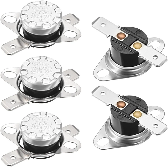 Main image of KSD301 Thermostat, Temperature Control Switch 55°C 10A Normally Open N.O 6.3mm Pin 5pcs