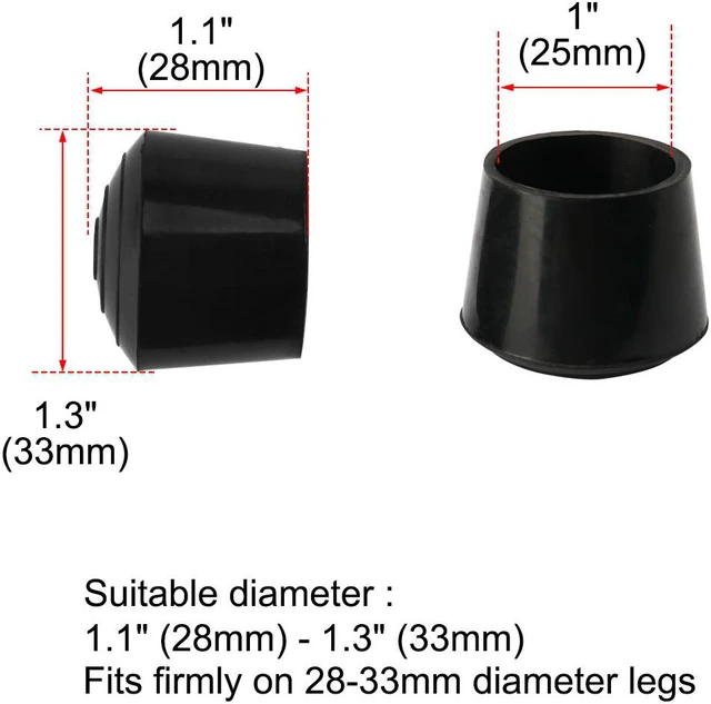 Alt view image 2 of 7 - 2pcs Chair Leg Tips Caps 25mm 1 Inch Anti Slip Rubber Furniture Table Feet Cover Floor Protector Reduce Noise Prevent Scratches