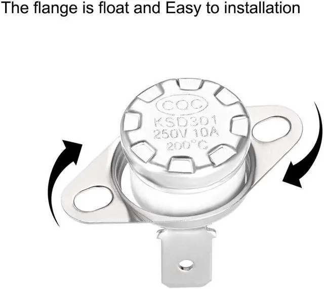 Alt view image 2 of 7 - KSD301 Thermostat, Temperature Control Switch 45°C 10A Normally Closed N.C 6.3mm Pin 2pcs