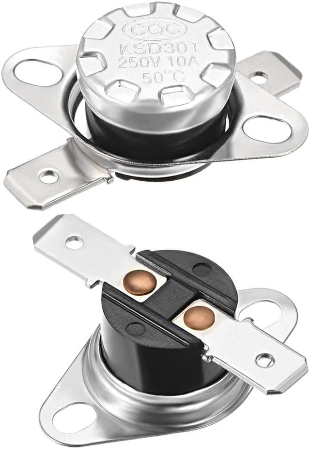 Main image of KSD301 Thermostat, Temperature Control Switch 50°C 10A Normally Closed N.C 6.3mm Pin 2pcs
