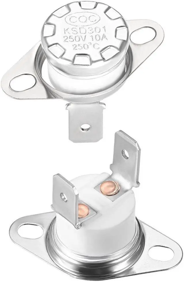 Main image of KSD301 Thermostat, Temperature Control Switch 250°C 10A Normally Closed N.C 2pcs