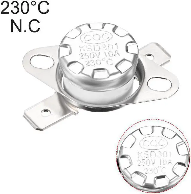 Alt view image 4 of 4 - KSD301 Thermostat, Temperature Controller 230°C 10A Normally Closed N.C 6.3mm Pin 2pcs