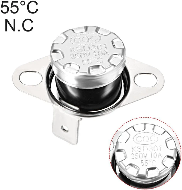 Alt view image 4 of 4 - KSD301 Thermostat, Temperature Control Switch 55°C 10A Normally Closed N.C 2pcs