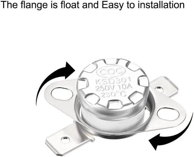 Alt view image 2 of 4 - KSD301 Thermostat, Temperature Controller 230°C 10A Normally Closed N.C 6.3mm Pin 2pcs