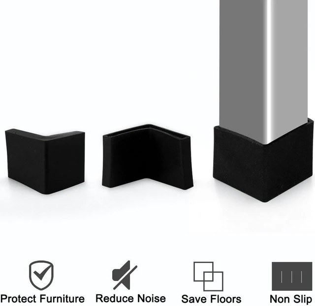 Alt view image 5 of 7 - 30mm x 30mm Angle Iron Foot Pads L Shaped Furniture Leg Caps End Covers Floor Protector Black 8 Pcs