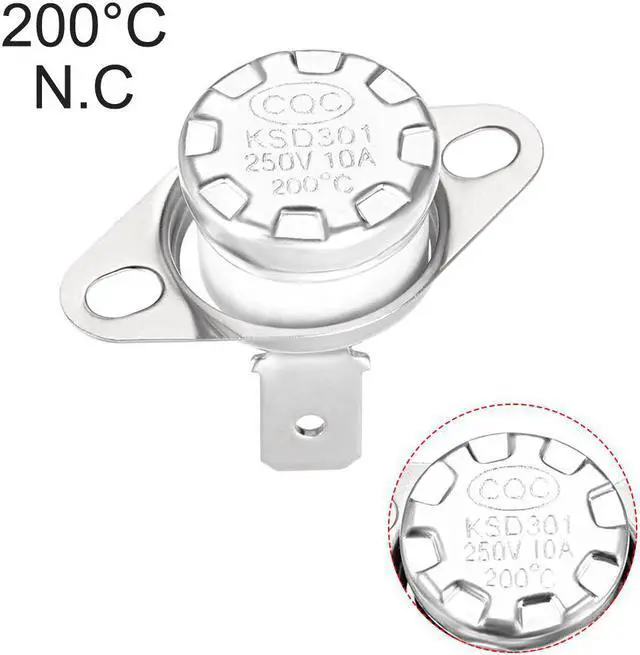 Alt view image 4 of 7 - KSD301 Thermostat, Temperature Control Switch 45°C 10A Normally Closed N.C 6.3mm Pin 2pcs