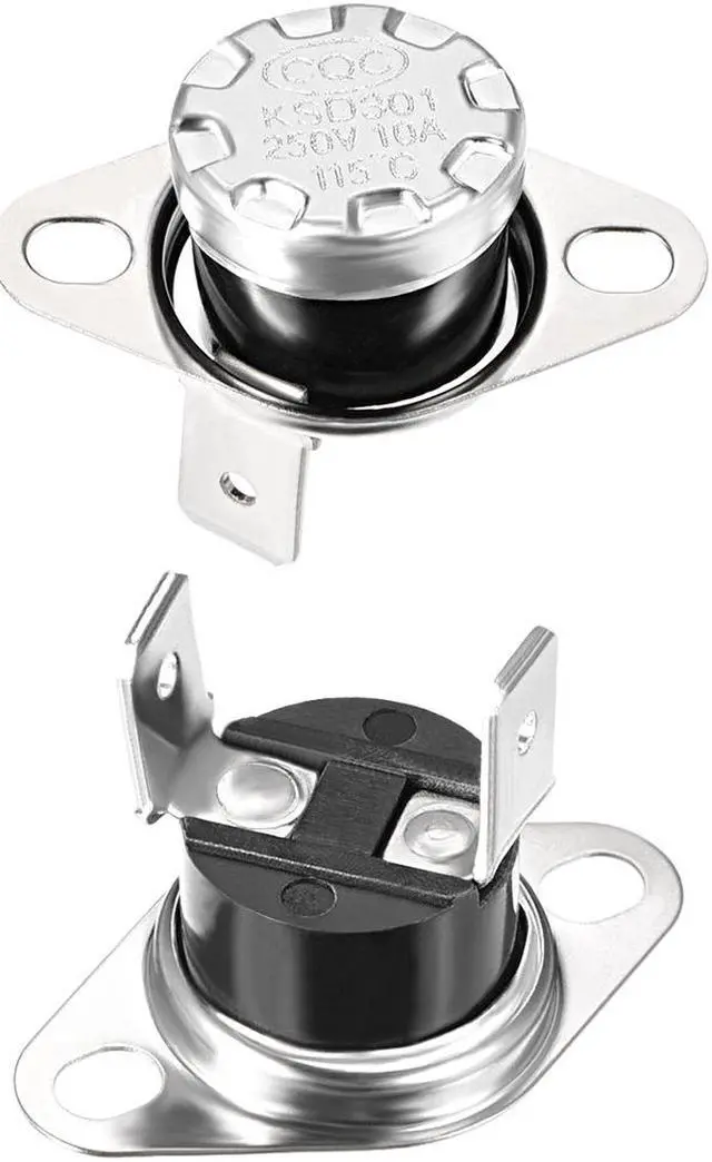 Main image of KSD301 Thermostat, Temperature Control Switch 115°C 10A Normally Closed N.C 2pcs