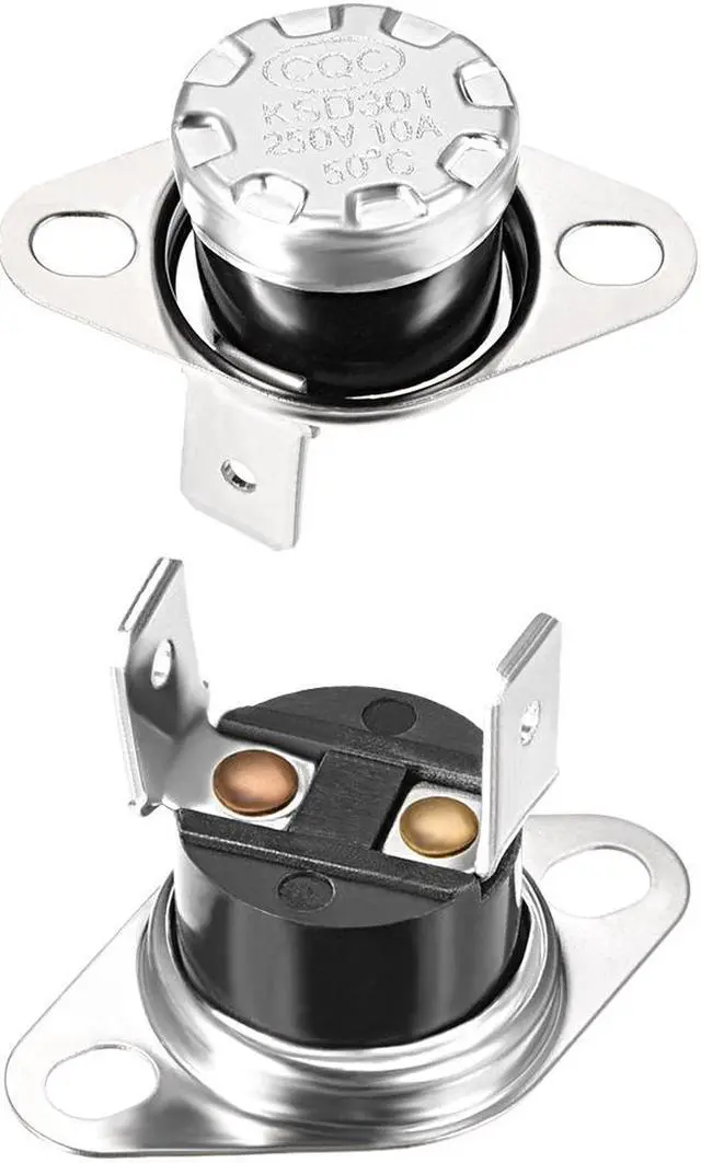 Main image of KSD301 Thermostat, Temperature Control Switch 50°C 10A Normally Open N.O 6.3mm Pin 2pcs